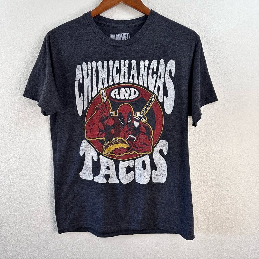 Marvel Deadpool T-Shirt Chimichangas & Tacos gray size M